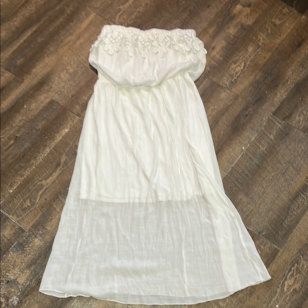 J Gee white summer maxi dress, off-the-shoulder lace neckline Size XL